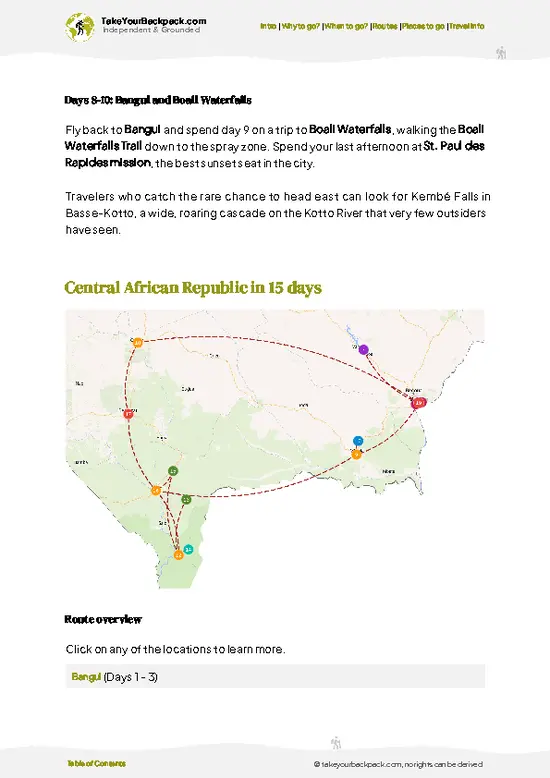 example page 4 from our offline Travel Guide for Central African Republic